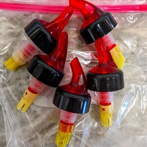Spil Stop Red Whiskey Liquor Pourers / Pour Stop Set of 8